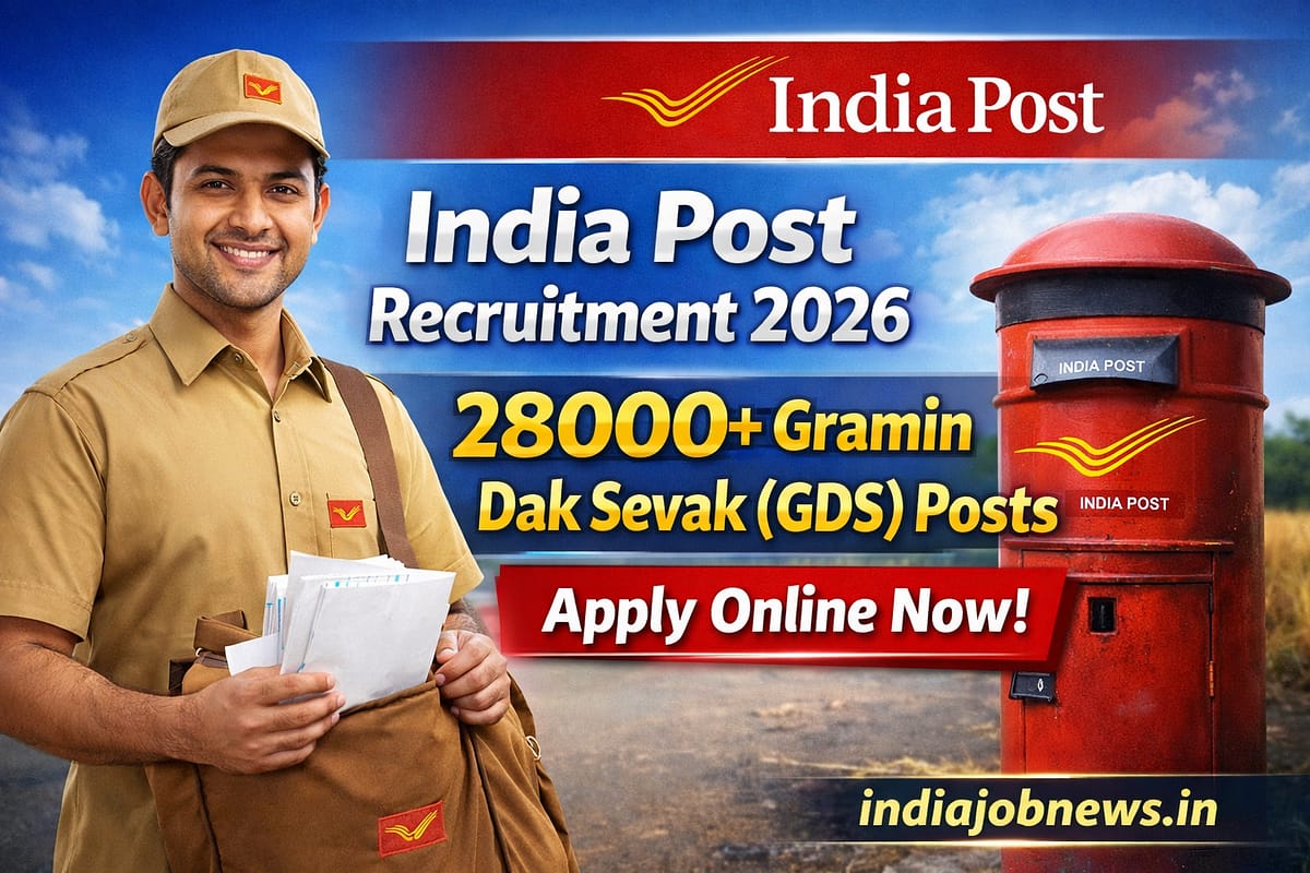 India Post Recruitment 2026 thumbnail showing 28000+ Gramin Dak Sevak GDS posts with Apply Online details at indiajobnews.in