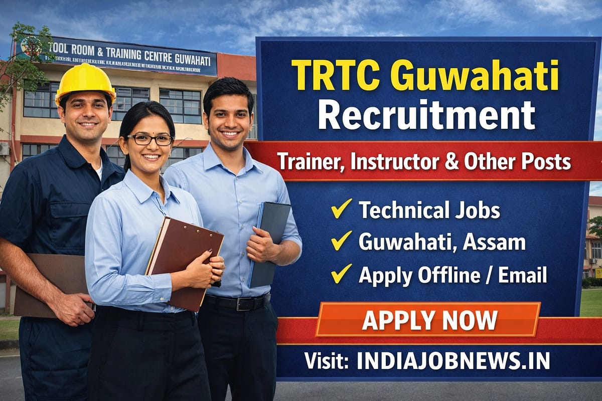 TRTC Guwahati Recruitment 2026 thumbnail showing Trainer, Instructor and other technical job vacancies in Assam