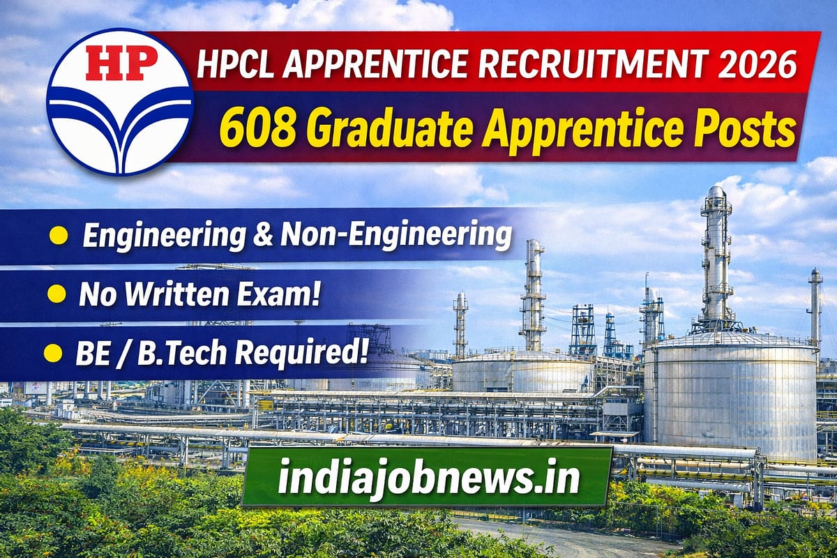 HPCL Apprentice Recruitment 2026 608 Graduate Apprentice Trainee posts notification thumbnail