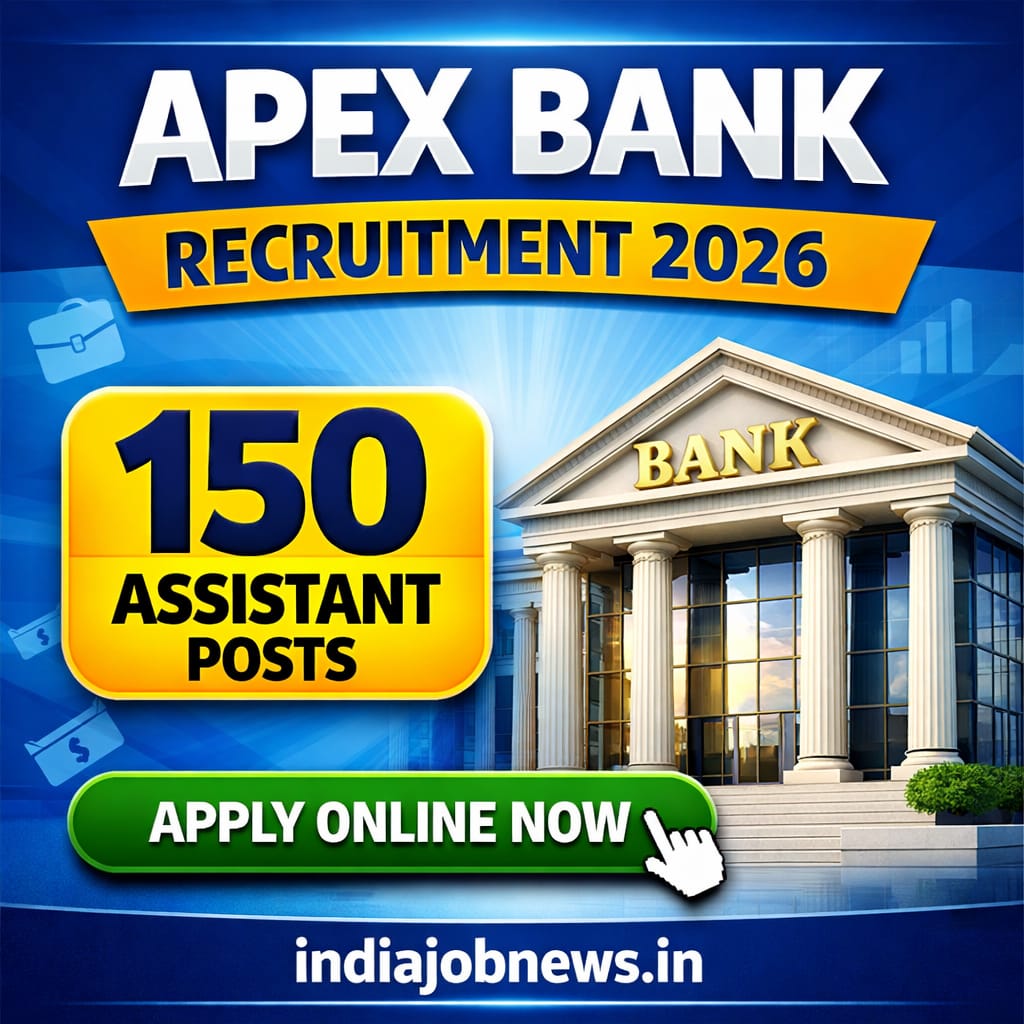 Apex Bank Assistant Recruitment 2026 thumbnail showing 150 assistant posts and apply online notification