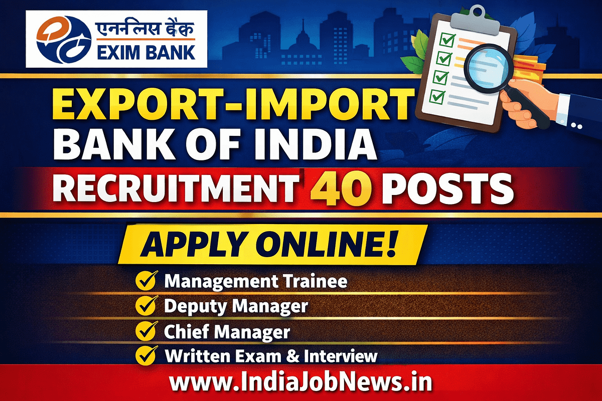 Export-Import Bank of India Recruitment 2026 40 Posts Apply Online