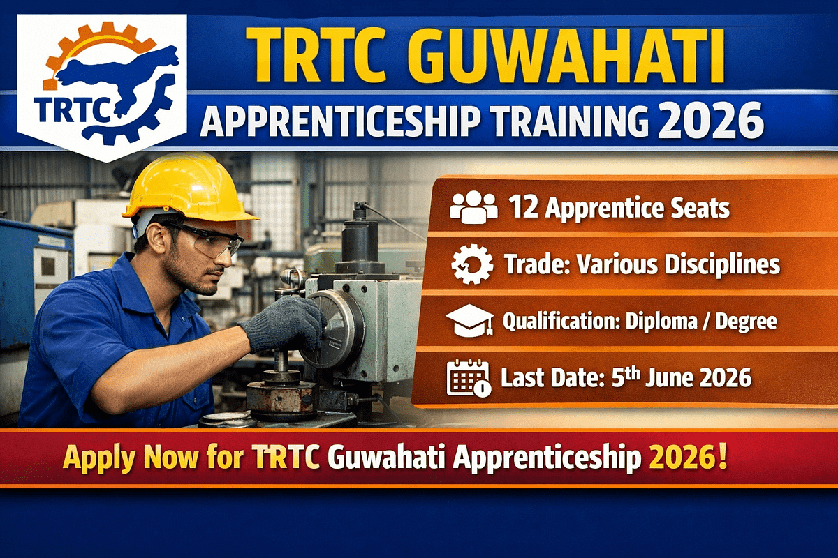 TRTC Guwahati Apprenticeship Training 2026 – 12 Apprentice Seats Notification