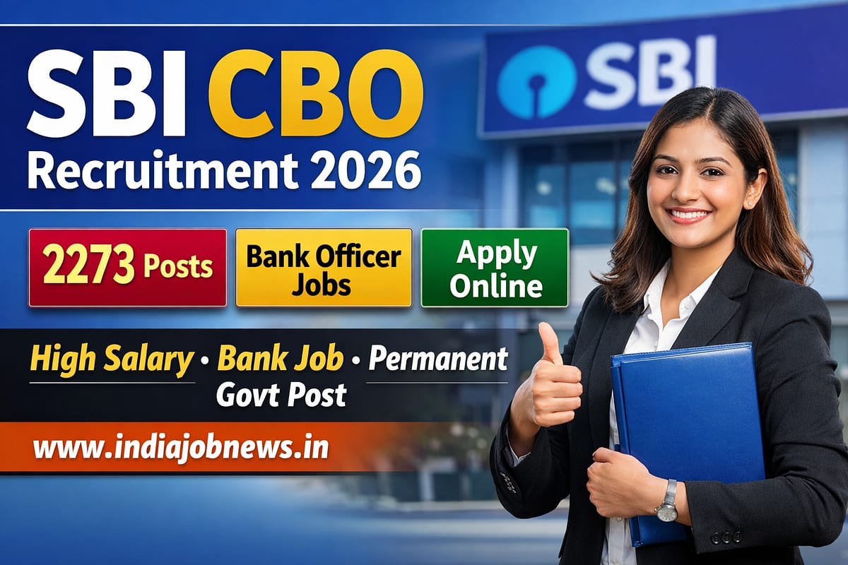 SBI CBO Recruitment 2026 thumbnail showing 2273 Circle Based Officer bank job vacancies with online apply option