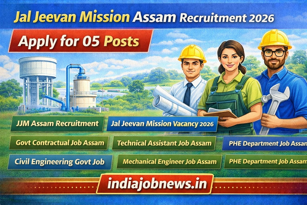 Jal Jeevan Mission Assam Recruitment 2026 apply for 05 posts job notification thumbnail with indiajobnews.in