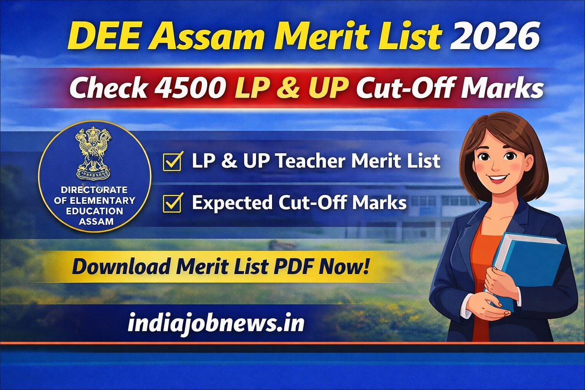 DEE Assam Merit List 2026 4500 LP UP Teacher Result Cut Off Marks PDF