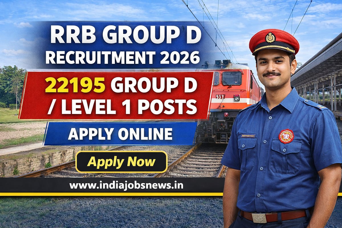 RRB Group D Recruitment 2026 – 22195 Level-1 Posts Apply Online thumbnail