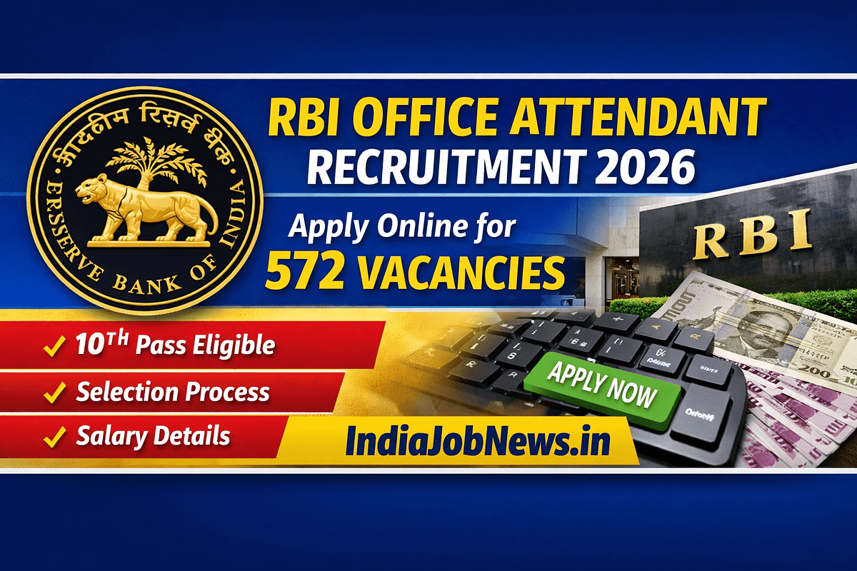 RBI Office Attendant Recruitment 2026 Apply Online for 572 Vacancies 10th Pass IndiaJobNews.in