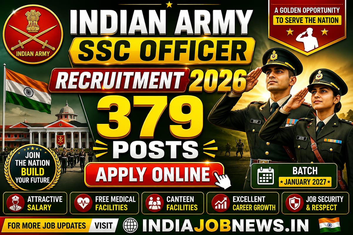 Indian Army SSC Officer Recruitment 2026 – 379 Posts Apply Online | IndiaJobNews.in