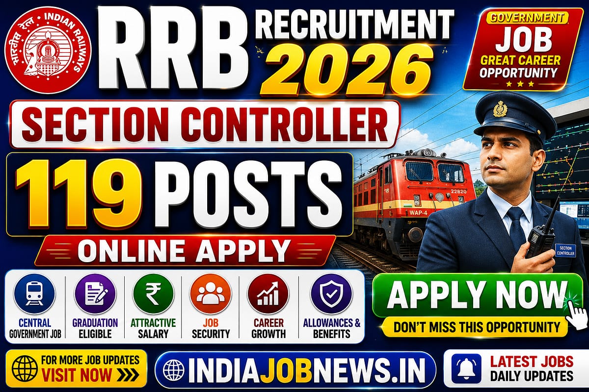 RRB Section Controller Recruitment 2026 thumbnail for 119 Section Controller posts, Indian Railways online application