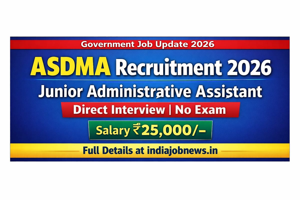 ASDMA Recruitment 2026 Junior Administrative Assistant notification with salary and eligibility details
