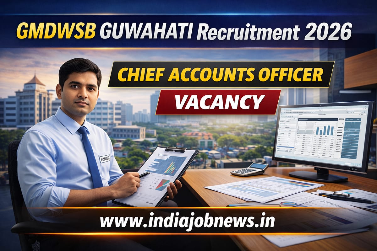 GMDWSB Guwahati Recruitment 2026 thumbnail showing Chief Accounts Officer vacancy with IndiaJobNews.in link